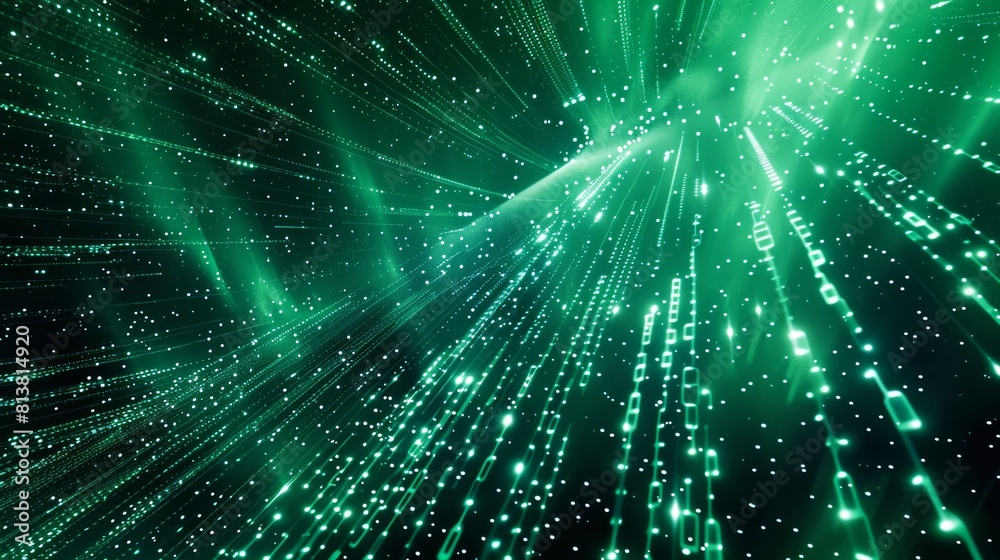 Aufkleber A binary code sequence cascading down a digital screen, transforming into a breathtaking aurora borealis.