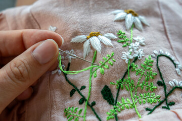 hand embroidery flowers on clothes