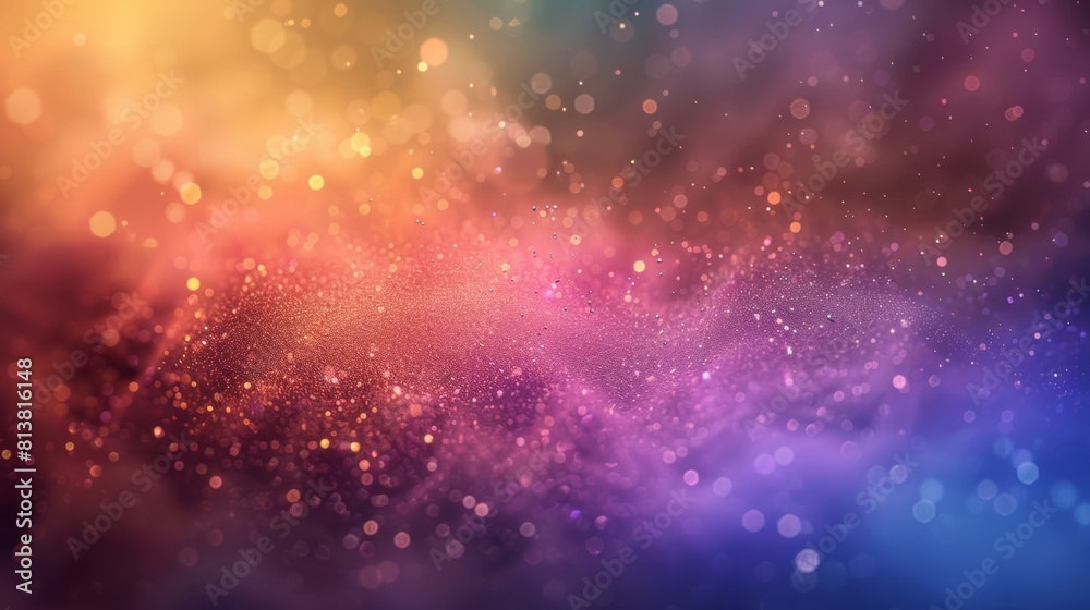 Poster A captivating slow-motion close-up of dust particles reflecting the colors of a rainbow, creating a mesmerizing spectacle.