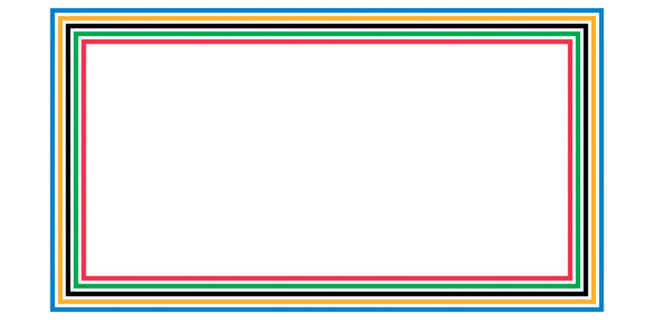 Olympic Games Empty Frame With Olympic Rings Colours. Olympic Games Striped Border Frame. 