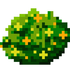 Yellow Flowering Bush in 8 bit pixel art	
