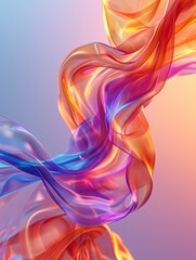 Fototapeta premium 3D render of flowing silk ribbons, vibrant color spectrum, elegant and fluid motion
