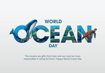 save our oceans. World oceans day design with letter. abstract vector illustration design