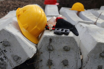 yellow helmet on a work site