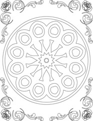 Printable Mandala Coloring Page for Adults. Educational Resources for School for Kids. Adults Coloring Book. Mandala Coloring Activity Worksheet.