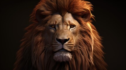 Close-Up Of African Wild Lion - Generative AI