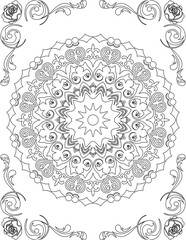 Printable Mandala Coloring Page for Adults. Educational Resources for School for Kids. Adults Coloring Book. Mandala Coloring Activity Worksheet.