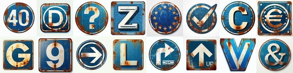 Road traffic sign Lettering Typeface. AI generated illustration