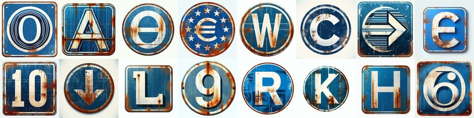 Road traffic sign Lettering Typeface. AI generated illustration