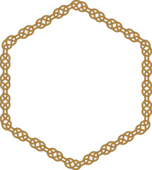 Hexagonal rope frame isolated on white background. Twisted cord.