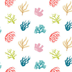 Coral pattern in pastel colors in vector, flat style