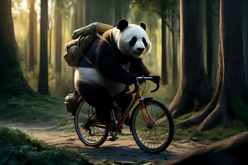 panda bear sitting on a bamboo