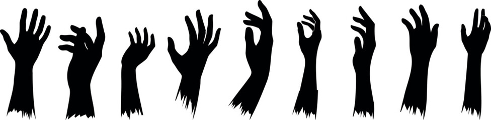 edgy silhouettes of diverse hand gestures isolated on white background, expressing various emotions and signals. Perfect for communication, expression