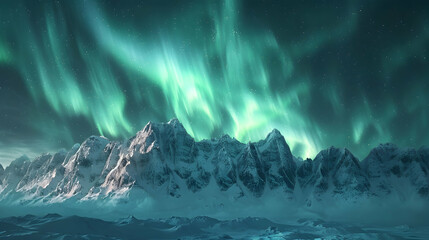 Northern Lights Swirling Over Snowy Mountains: Nature s Breathtaking Nighttime Art
