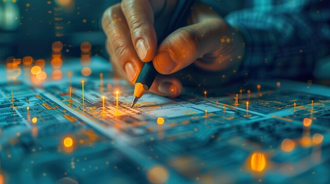 Engineer Working on Electronic Circuit Board at Night