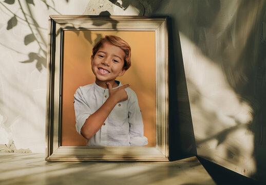 Picture Frame Mockup In The Shadowy Space, Generative ai