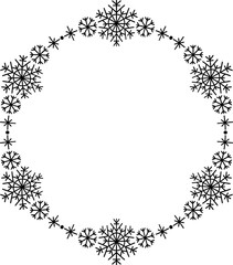 Snowflake circle frame. Winter snowflake round border.