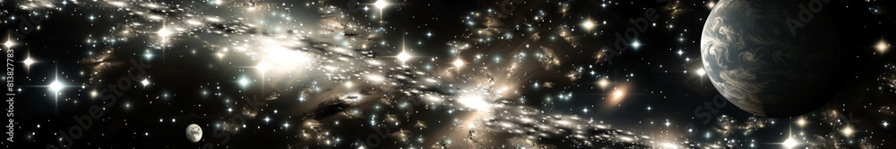 Wall mural a galaxy with a planet in the background