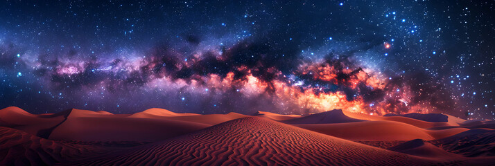 Stunning Photo Realistic View: The Galactic Core Over Desert Dunes   Awe Inspiring Contrast of Sand Dunes and Stars in the Milky Way Galaxy