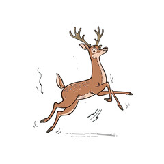 Playful Deer Cartoon Leaping With Boundles, Cartoon Illustration