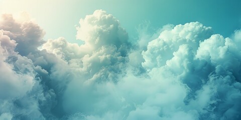 Fototapeta premium Blue sky background with white fluffy clouds.