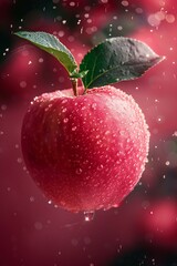 an apple with water droplets. AI generate illustration