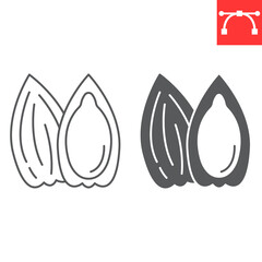 Sunflower seed line and glyph icon, seeds and organic, sunflower seed vector icon, vector graphics, editable stroke outline sign, eps 10.