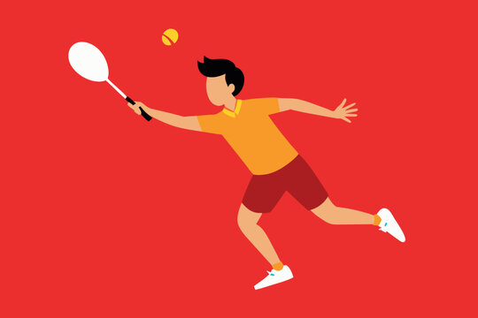 sports competitions - bambinton. young people with rackets and shuttlecocks running around the stadium. Games with the aim of winning and achieving goals