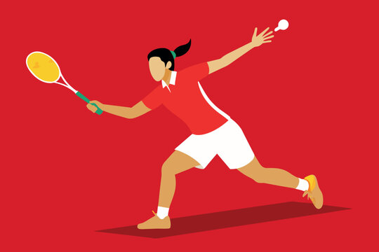 sports competitions - bambinton. young people with rackets and shuttlecocks running around the stadium. Games with the aim of winning and achieving goals