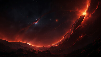 Abstract space of red hell or evil dark energy, dark energy concept