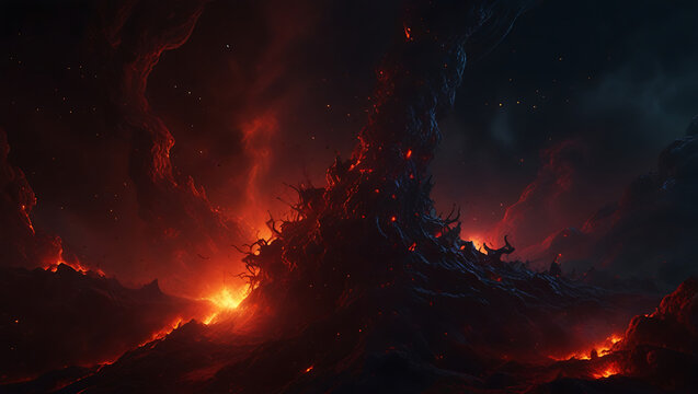 Abstract space of red hell or evil dark energy, dark energy concept