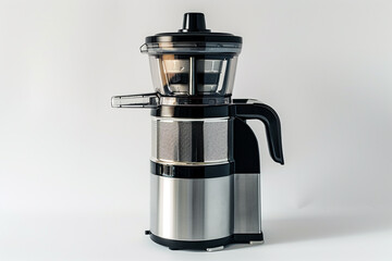 A professional-grade juicer with a heavy-duty motor and a durable stainless steel juicing screw isolated on a solid white background.