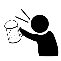 ビールジョッキを持って叫ぶ人物アイコン。飲み会のコンセプト。 © lastpresent