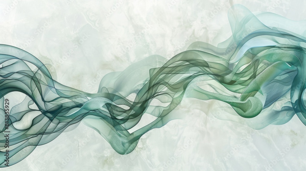 Aufkleber a painting depicting green smoke swirling on a white background, creating a visually striking contra