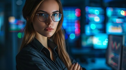 Female Ethical Hackers Portrait in Secure Environment, Female, ethical hackers, secure environment