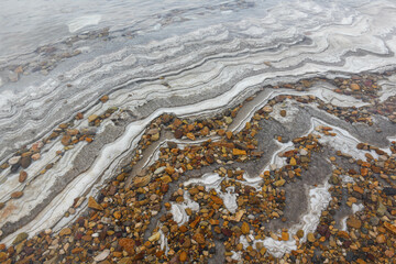 Close up of the salt water of Dead sea