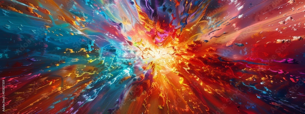 Aufkleber a vibrant burst of colors swirling dynamically in an abstract art piece.