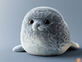 Cute kawaii squishy seal plush toy with a realistic texture. 
