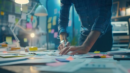 Obraz premium Portrait of a Business Person Working on Creative Project, Portrait, business person, working, creative project
