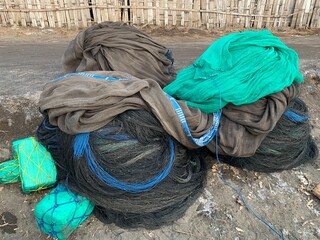 parts of traditional Indonesian fishing boats, Pakesan type, East Java, Indonesia, Asia