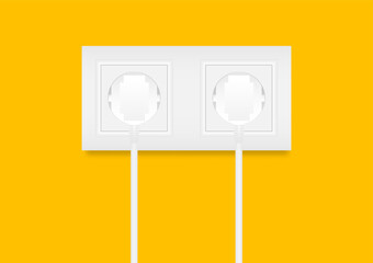 Electric Socket and Plug. Save Energy and Electricity Concept. Vector Illustration. 