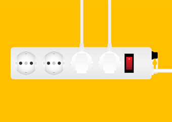 Electric Socket and Plug. Save Energy and Electricity Concept. Vector Illustration. 