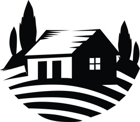 Vector illustration logo symbols house farm landscape isolated on a white background