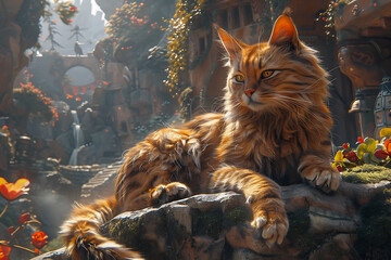 An elegant and majestic cat posing gracefully, showcasing its natural beauty and charming demeanor.