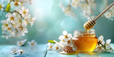 Promotional Banner Ad Featuring Natural Honey for Wellness and Spa Use. Concept Wellness, Natural Honey, Spa, Promotional Banner Ad, Health