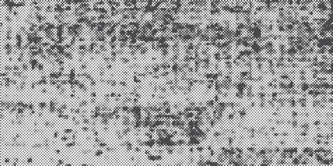 Distressed background in black and white texture with dots, spots, scratches and lines