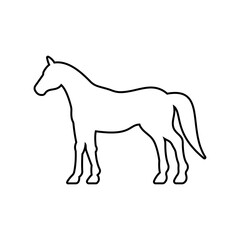 Horse silhouette, outline icon vector. Farm horse icon. Livestock concept. Horse sign on white background. Horse meat sign. Horsemeat illustration. Meat logo