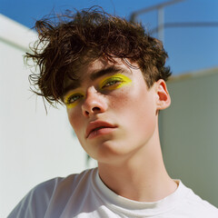 Boy with yellow eyeshadow