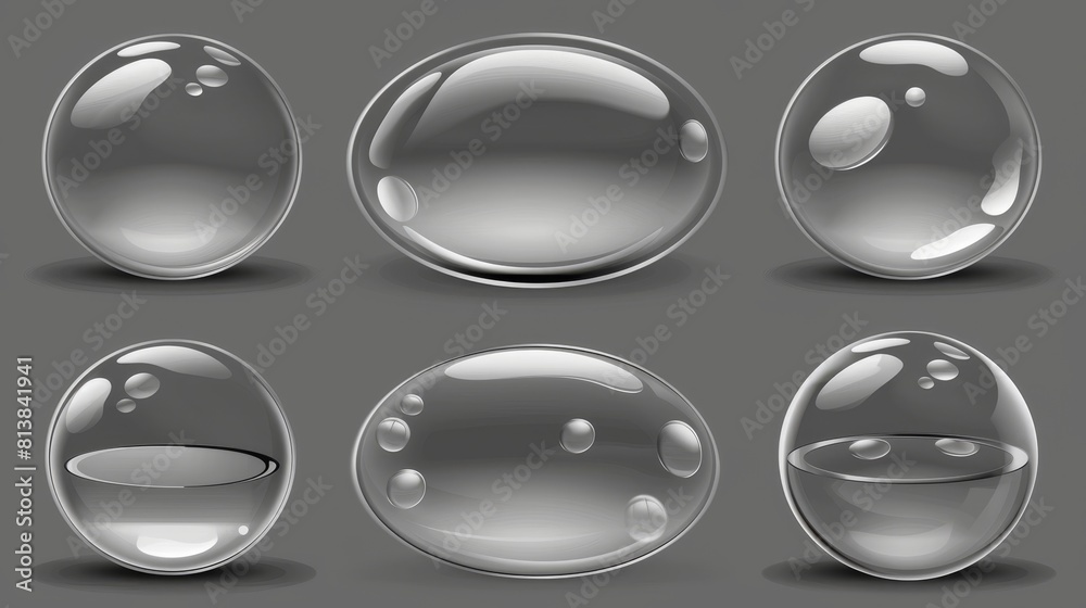 Poster isolated circle and oval drop shadows on transparent background. modern realistic set of gray ellips