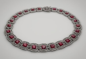 silver chain with rubies
